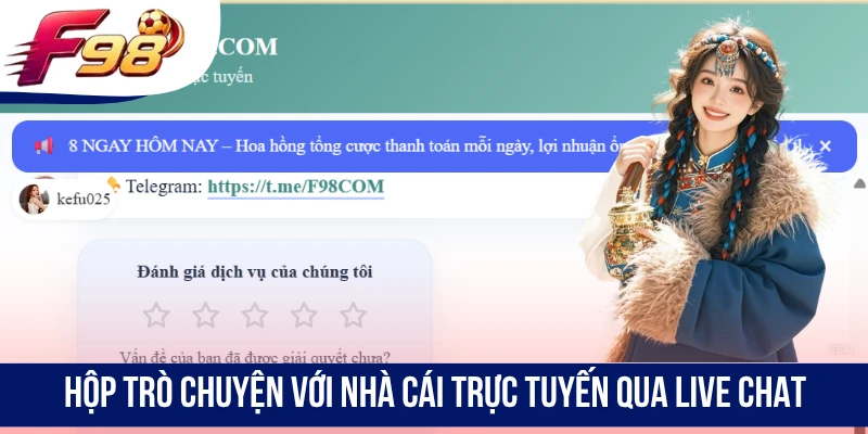 Hộp trò chuyện với nhà cái trực tuyến qua live chat
